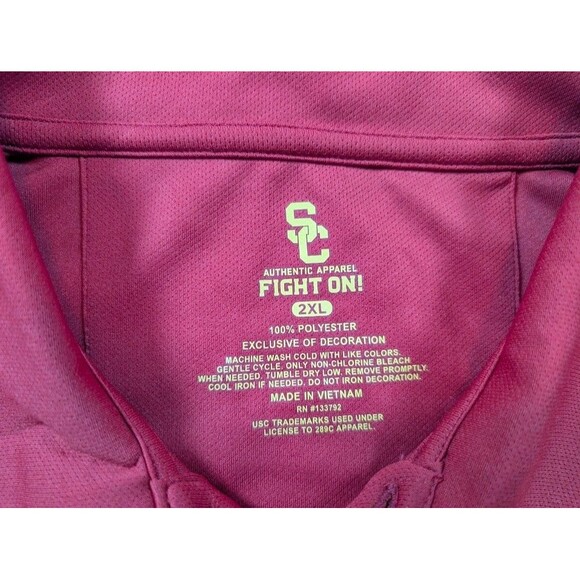 USC Trojans Polo Shirt 2XL Fight On Authentic Apparel NWT Maroon Gold "Game Day" - Picture 3 of 6